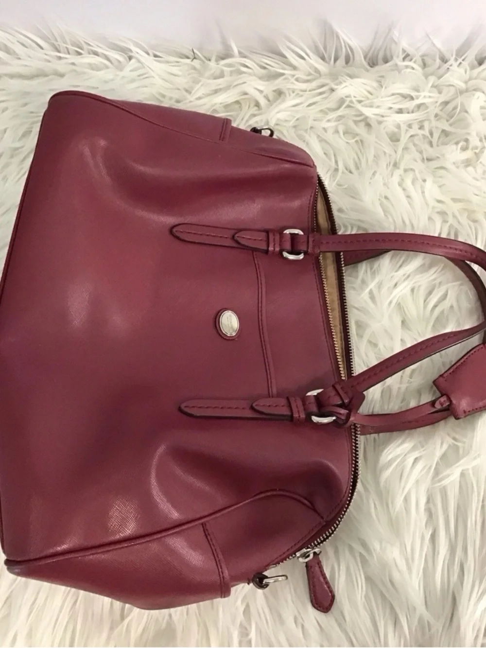 Coach Peyton Leather Nancy Satchel Purse Dusty Rose